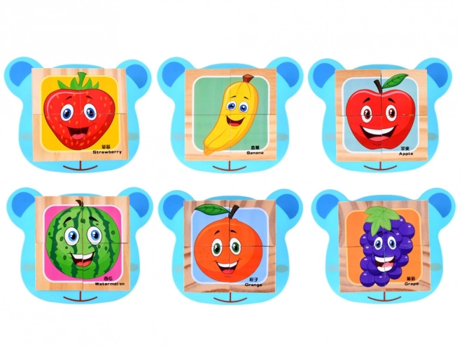 Wooden Fruit Puzzle Blocks Set