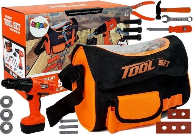 Tool Set in Carrying Bag with Battery-Operated Drill