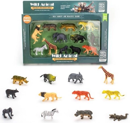 Set von Wildtierfiguren - 12 Stück, 7 cm