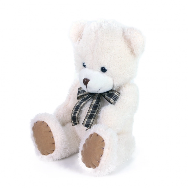 Plush Teddy Bear with Ribbon and Patch 27 cm Beige