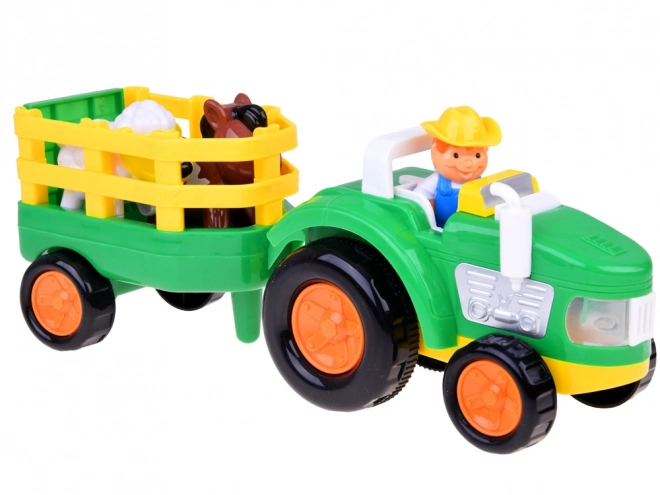 Farm Tractor with Trailer and Animals - Sound and Light