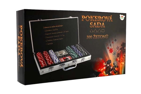 Poker Set with 300 Chips, Cards & Dice in Aluminum Case