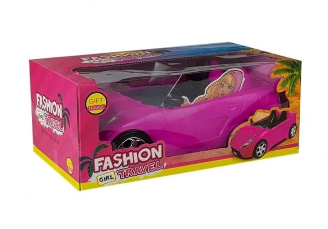 Roze cabrio-speelgoedauto voor poppen 34 cm