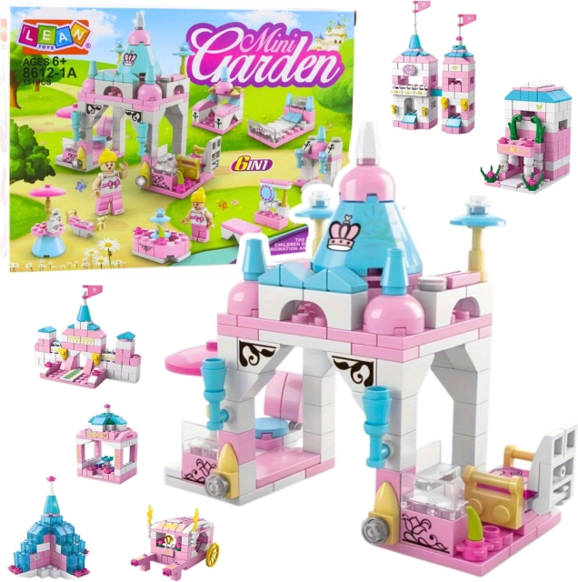 Pastel Pink Castle Building Set 6-in-1, 131 Pieces