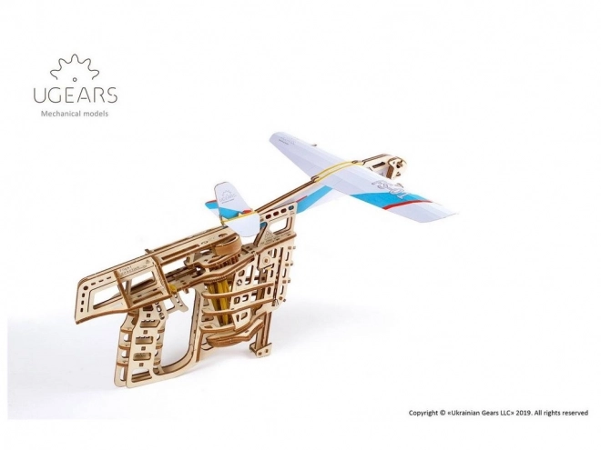 Ugears 3D Wooden Mechanical Puzzle Launching Airplane