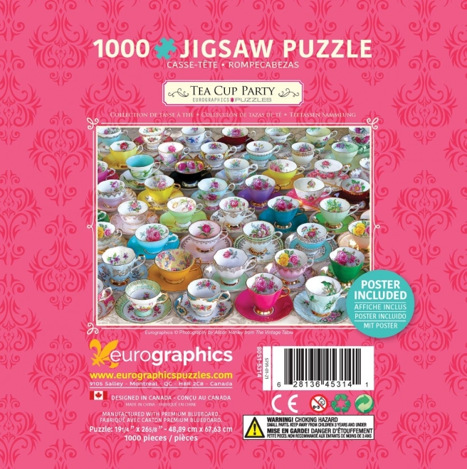 Eurographics tea cup collection puzzle in metal tin 1000 pieces