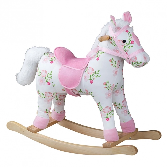 Wooden Rocking Horse with Floral Design