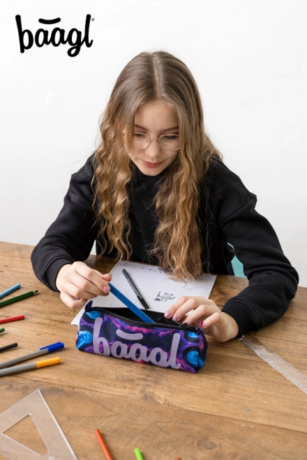 Baagl student pencil case marble