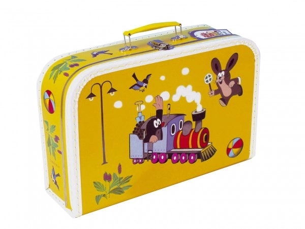 Sewn Suitcase Little Mole and Train Yellow 35x22x10cm