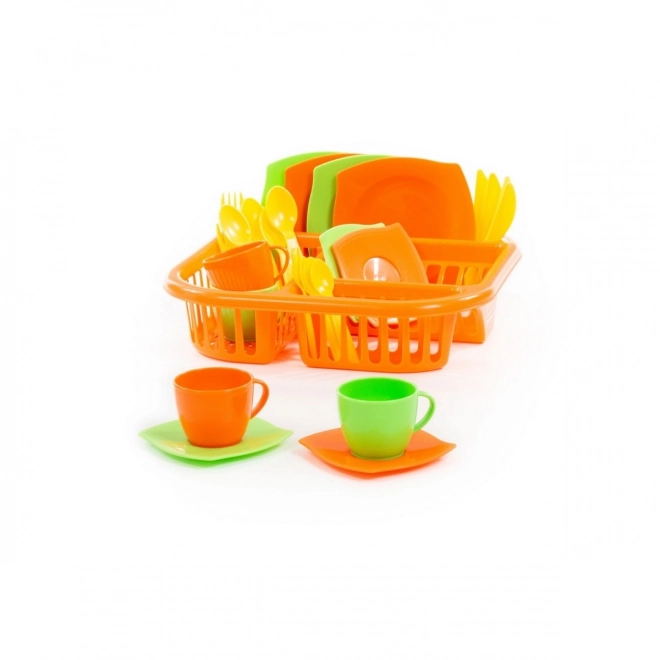 Alice's Play Dish Set with Drainer for 4