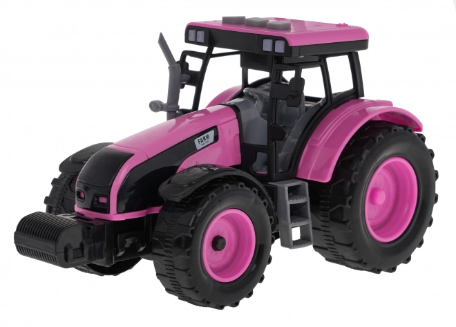 Interactive Pink Tractor for Children 3+ with Opening Hood, Sounds, and LED Lights