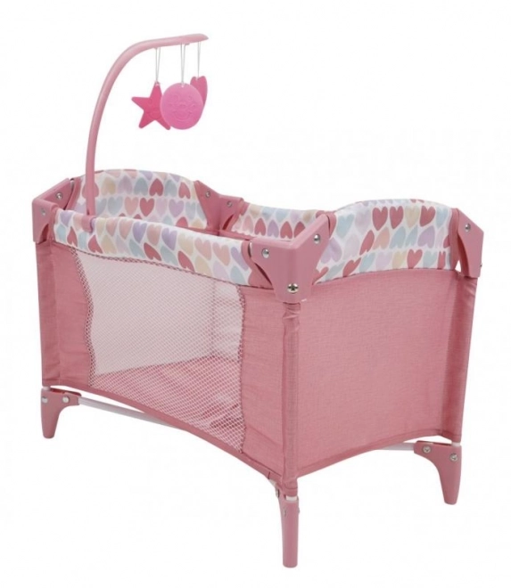 Travel Crib for Dolls with Mobile - Heart