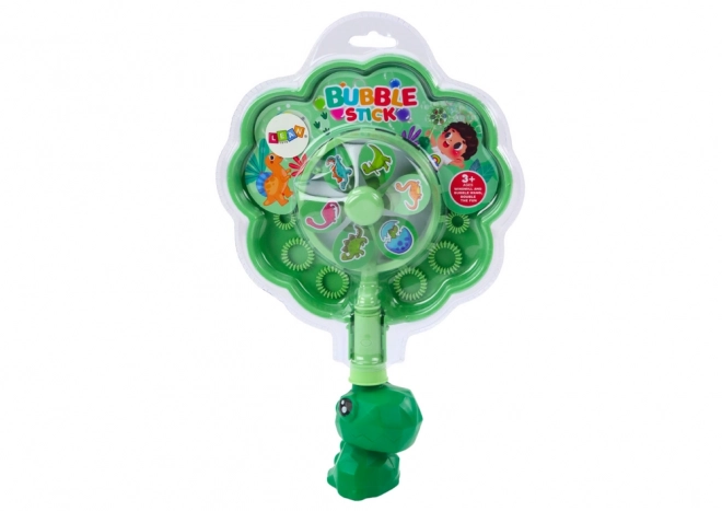 Bubble Maker with Fan Dinosaur Tray Green