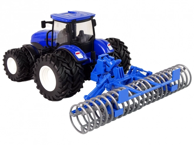 Remote Control Blue Tractor with Disc Harrow