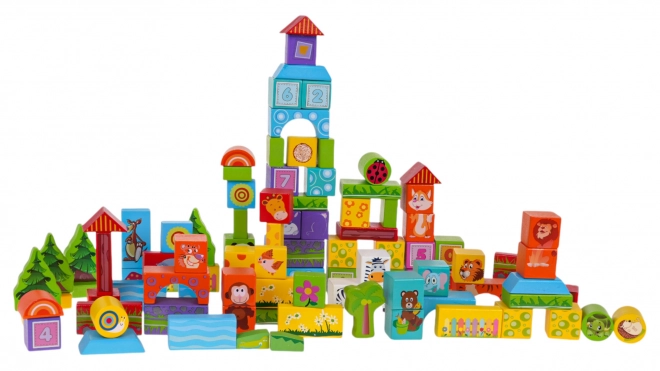 Wooden Animal-Themed Building Blocks Set