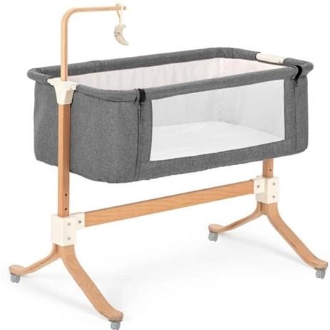 Wooden Baby Co-Sleeper Crib on Wheels