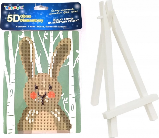 Diamond Painting Kit Rabbit 15x20cm with Stand