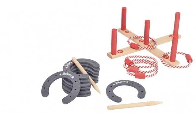 Jeujura Wooden Ring and Horseshoe Toss Game