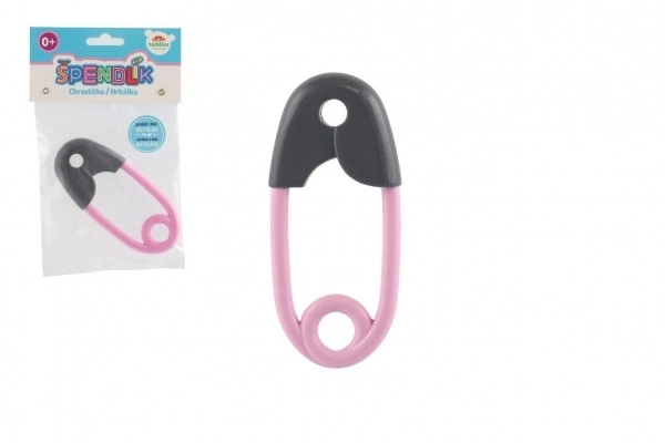 Baby Rattle Safety Pin Gray-Pink