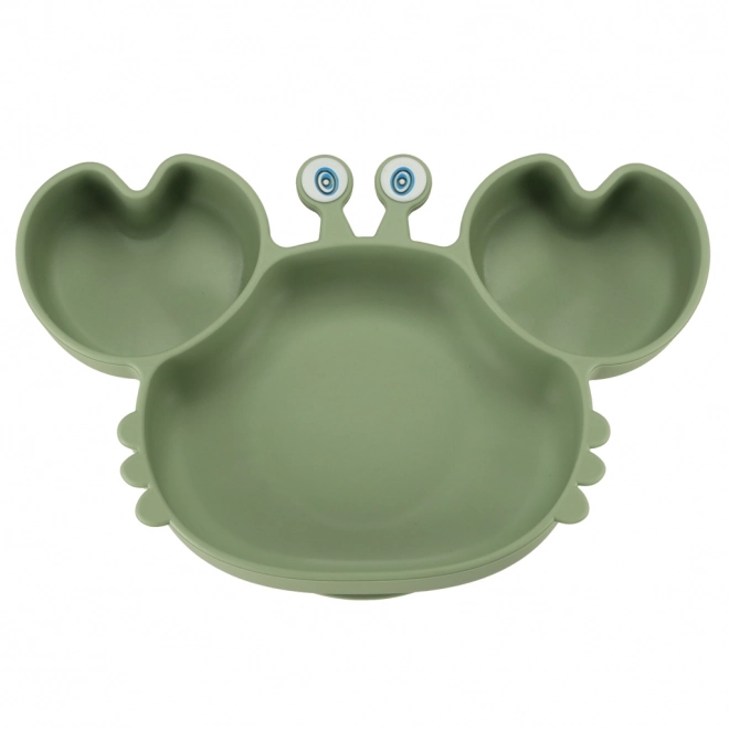 Silicone dinnerware set for children crab 19-piece green