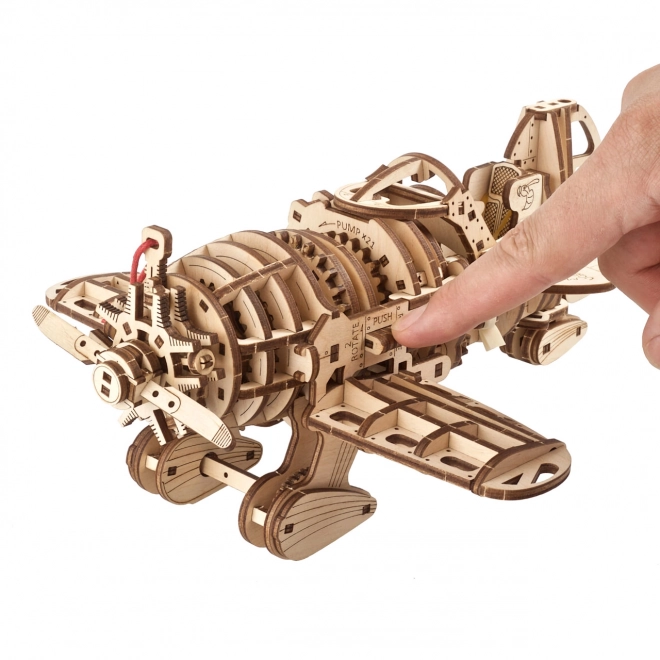 Ugears 3D Wooden Mechanical Puzzle Airplane Mad Hornet