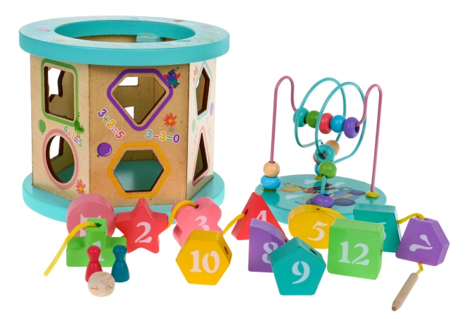 Wooden Educational Multicube 4-in-1 for Children – Sorter and Maze Game