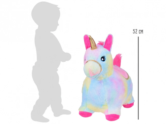 Inflatable Rainbow Unicorn Bouncer with Plush Cover and Pump