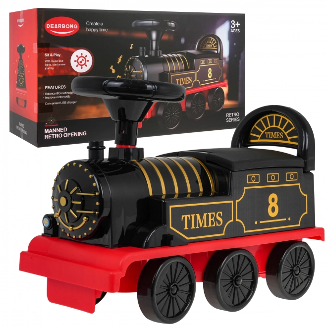 Interactive Retro Ride-On Train with Sound and Lights for Kids 3+