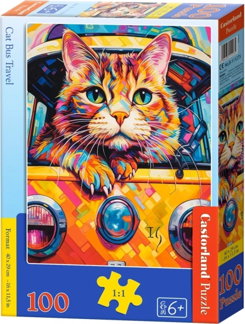 Cat Bus Travel 100-Piece Puzzle