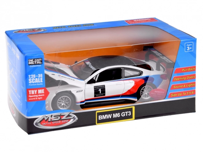 Metal Sport Model Car BMW M6 GT3 1:32 Scale with Light and Sound