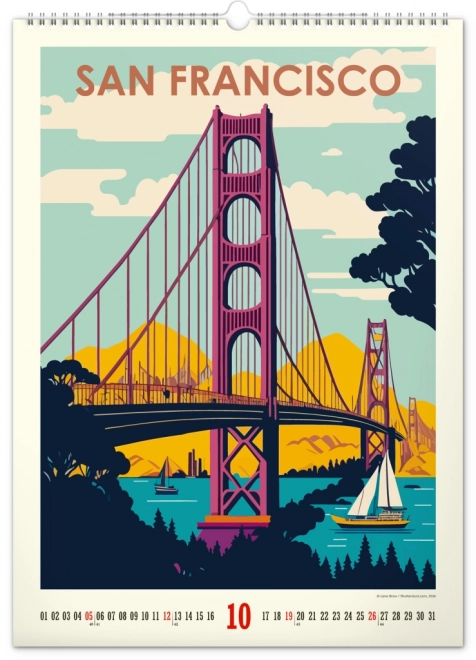 Wall calendar travel posters - world cities 2025