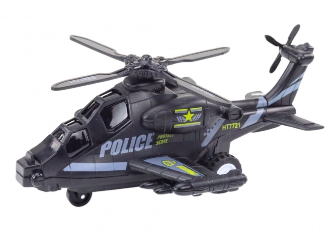 Police Helicopter with Friction Drive, Light, and Sound