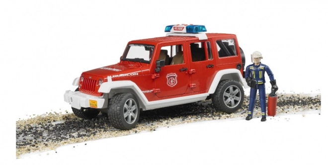 Bruder Red Fire Jeep Wrangler with Firefighter Figure and Accessories