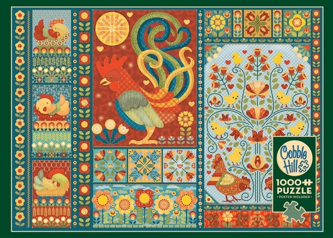 Scandi Chicken Embroidered Quilt Puzzle