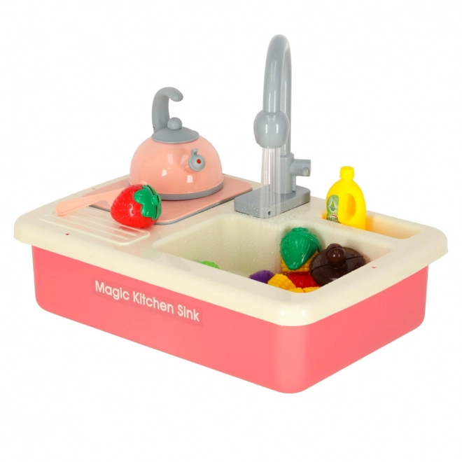 Toy Kitchen Sink Set with Accessories Pink