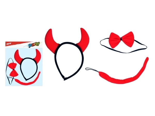 Devil Costume Headband and Tail with Bow Tie Set for Kids