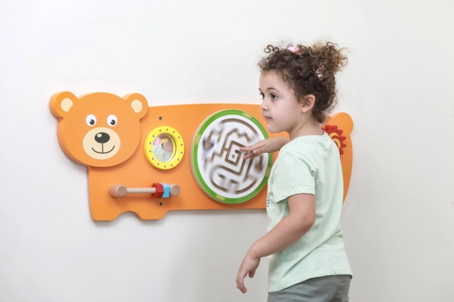 Wooden Wall Game with Bear Motif