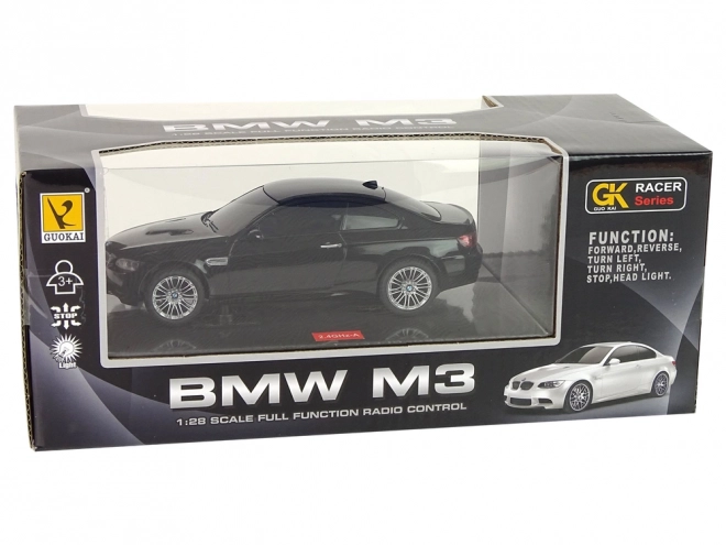 Remote Control BMW M3 Car with Lights Black 1:28 Scale