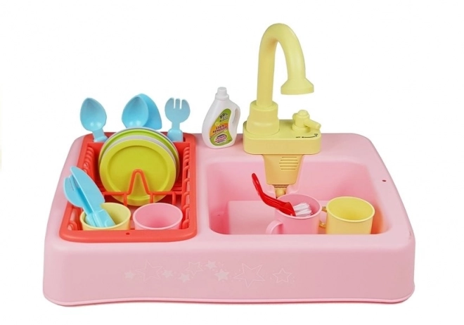 Colorful Sink with Water and Accessories for Kids