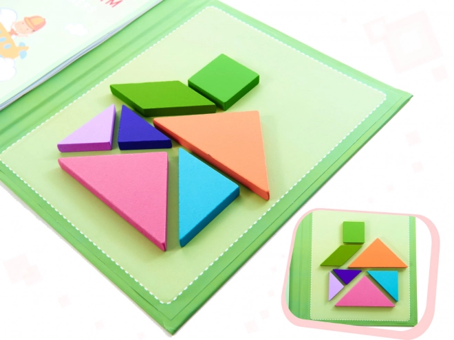 Magnetic Tangram Puzzle Book 3D Wooden Blocks