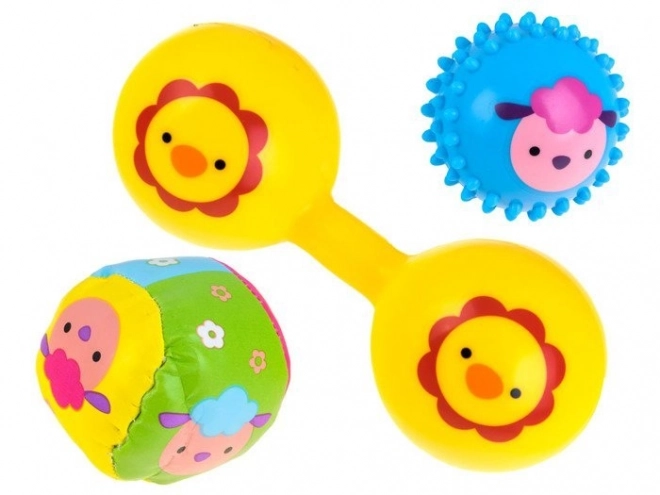 Colorful Soft Balls and Squeaky Rattles Set