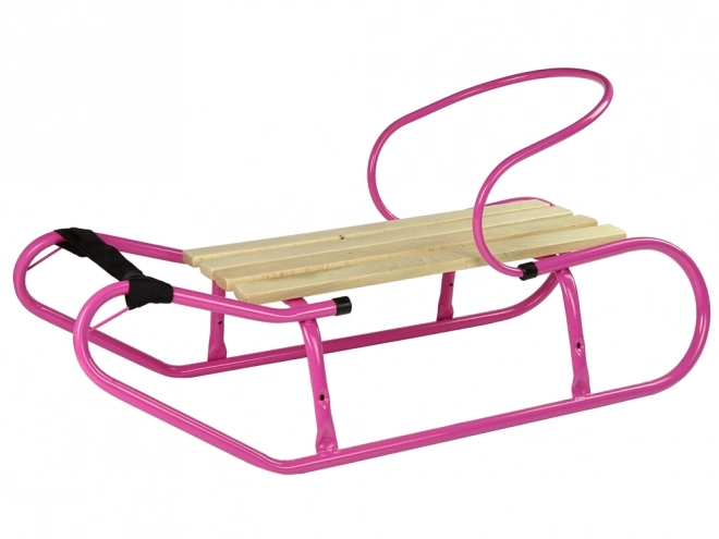 Metal sleds with backrest and pink strap