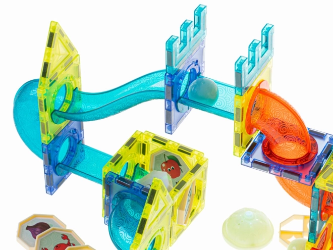 Glowing Magnetic Marble Track Blocks - 75 Pieces