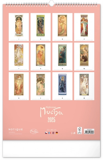 Wall Calendar Alfons Mucha 2025