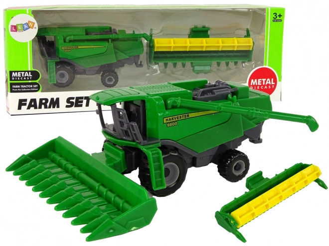 Green and Yellow Toy Farm Tractor with Seeder