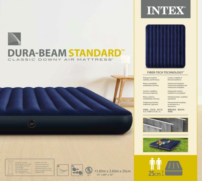 Inflatable Double Mattress Velour 203x183 cm INTEX
