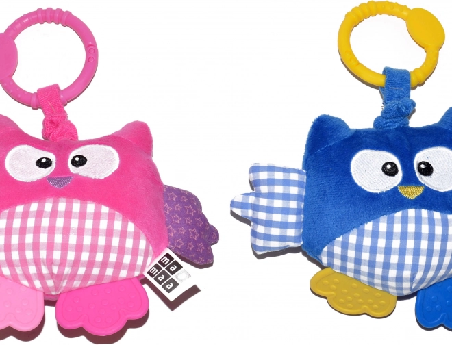 Vibrating plush owl for crib, rattle 21 cm