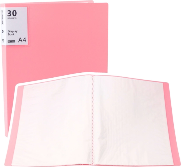 Chemise de présentation A4 avec 30 pochettes, rose