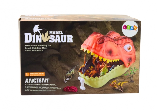 Dinosaur Figurine Set with Large Green Storage Dinosaur