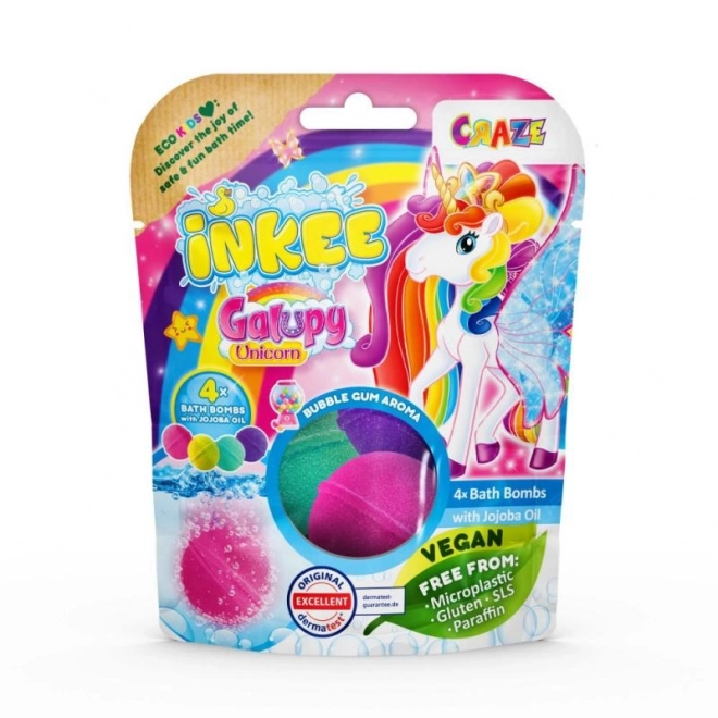 Inkee Unicorn Colors Bath Bombs 4 Pack